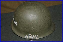 Original Late WW2/Korean War Front Seam U. S. Army M1 Helmet withPara Straps, Named