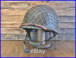 Original Late Ww2/korean War Us M1c Paratrooper Helmet Front Seam Airborne