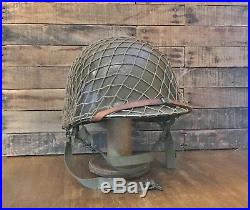 Original Late Ww2/korean War Us M1c Paratrooper Helmet Front Seam Airborne