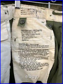 Original M1951 Shell Field Trousers Unlined NOS Unissued Korean War Medium Reg