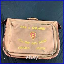 Original US Army Korean War Painted Suitcase 25th Div Band Named