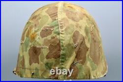 Original US Korean War USMC M1 Helmet with Frog Skin Cover