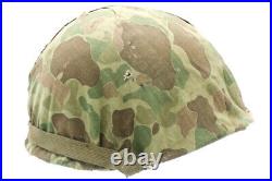 Original US Korean War / WWII USMC M1 Helmet with Frog Skin Cover