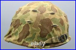Original US WWII / Korean War USMC Helmet with Frog Skin Cover