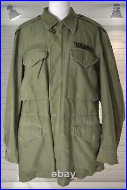 Original Vintage 1950s M-1951 Korean War US Army Shell Field Jacket Olive Green