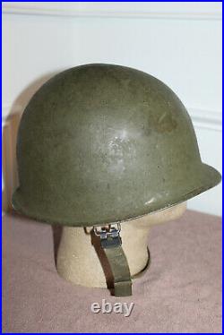 Original WW2/Korean War U. S. Army Airborne Front Seam Schlueter Helmet withStraps