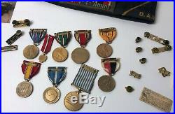 Original WWII + Korean War MEDALS Ribbons Pins Papers Grouping Army + Navy 1 Guy
