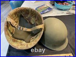 Original usmc marine camouflage helmet cover RARE and fix bail Korean War
