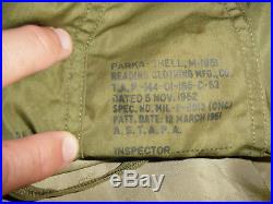 Original vintage Medium fishtail m1951 PARKA with wool LINER / hood Korean War