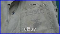 P-1941 KOREAN WAR USMC HBT Combat Fatigue Shirt NAMED With DOG TAGS & TELEGRAM