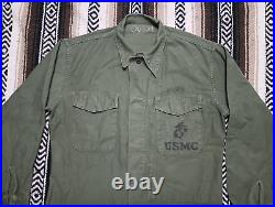 P 58 Utility Shirt Jacket vtg Military USMC stencil 22.5x27 50s 60s Uniform 1958