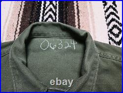 P 58 Utility Shirt Jacket vtg Military USMC stencil 22.5x27 50s 60s Uniform 1958