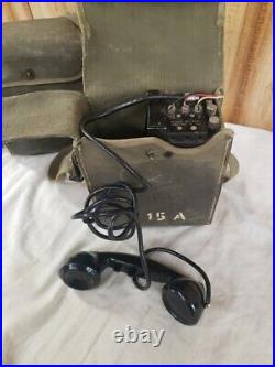 Pair Of Vintage WWII Korean War US Army Signal Corps Field Phone EE-8-B 1/2 Mile