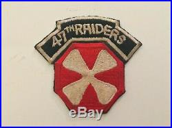 Pk212 Original Korean War Era US Army 47th Raiders Over 8th Army SSI Patch WA10