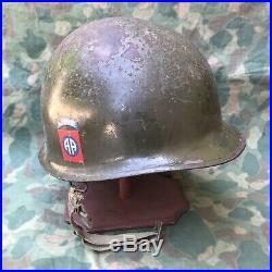 Post WWII US Army M1C Paratrooper Helmet 82nd Airborne Decals 1950s Korean War