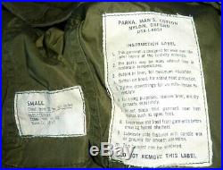 Quality Genuine vintage Korean war M1951 Fishtail parka, liner &hood, M51, Small