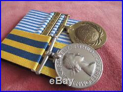 Queen's Korean War/U. N. Korea Medal pair. DUNNHILL/R. A. C. /Royal Armoured Corps