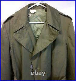RARE 1950'S Vintage Korean War US Army GI Overcoat Coat With Wool Liner OG-107 SM