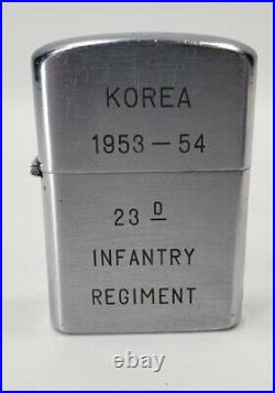 RARE 1950s KOREAN WAR CLEANCUT DRAGON MFG CO LIGHTER / 23 D INFANTRY / TOMAHAWKS