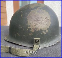 RARE Korean War Maker MOTOR WHEEL M-1C Jump Helmet Airborne Paratroop Rear Seam