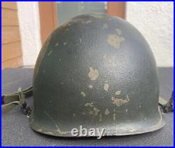 RARE Korean War Maker MOTOR WHEEL M-1C Jump Helmet Airborne Paratroop Rear Seam