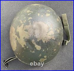 RARE Korean War Maker MOTOR WHEEL M-1C Jump Helmet Airborne Paratroop Rear Seam