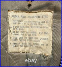 RARE Korean War U. S. Navy Transport Type Cold Weather Parka with Quilted Liner