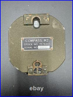 RARE MILITARY M2 FEE AND STEMWEDEL INC COMPASS With FLAMING ORDINANCE STAMP