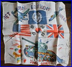 RARE Original KOREAN WAR Souvenir Silk RETURNED FROM HELL Handkerchief 13