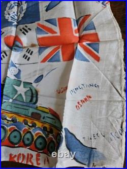 RARE Original KOREAN WAR Souvenir Silk RETURNED FROM HELL Handkerchief 13