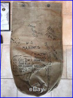 RARE USMC Korean War Chosin Reservoir, Canvas Bag Trench Art & Garrison Cover