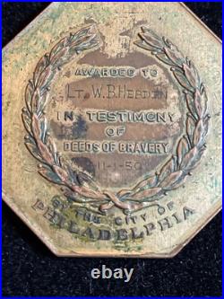 RARE Vintage 1950 Military Korean War City of Philadelphia Bravery NAMED Medal