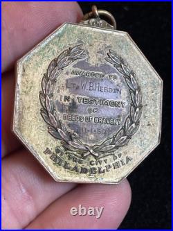 RARE Vintage 1950 Military Korean War City of Philadelphia Bravery NAMED Medal