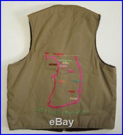 RARE Vtg 50s Korean War Souvenir Alpaca Lined Vest Hand Embroidered Map Jacket