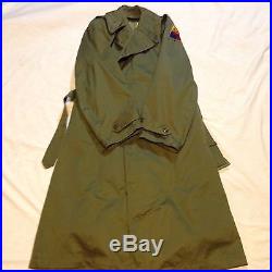 RARE WW2 Korean War US ARMY Officer Trench Coat US Military Jacket Uniform-M