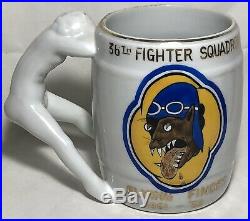 Rare Korean War 8th Air Force 36th Fighter Squadron Flying Findes Mug Pinup Girl