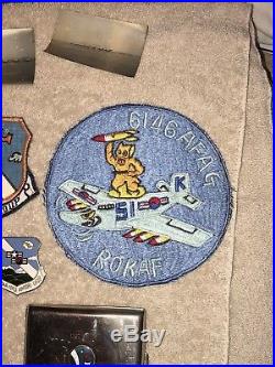 Rare Korean War USAF 6146 AFAG Squadron Patch Lot Theater Made Cigarette Case