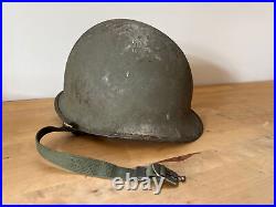 Rare Original Korean War U. S. Motor Wheel M1 Helmet Shell With Chinstraps (1950s)