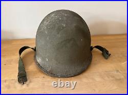 Rare Original Korean War U. S. Motor Wheel M1 Helmet Shell With Chinstraps (1950s)