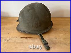 Rare Original Korean War U. S. Motor Wheel M1 Helmet Shell With Chinstraps (1950s)