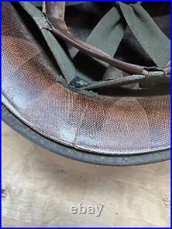 Rare Original Korean War U. S. Motor Wheel M1 Helmet Shell With Chinstraps (1950s)