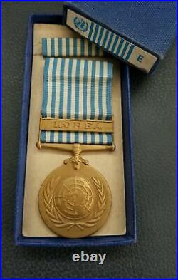 Rare Original Korean War United Nations Service Medal With Ribbon & Issued Box