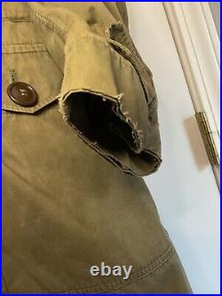 Rare Us Army Korean War 1950 Poplin Parka W Sheepskin Liner Large Overcoat