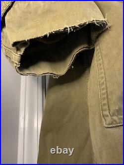 Rare Us Army Korean War 1950 Poplin Parka W Sheepskin Liner Large Overcoat