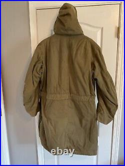 Rare Us Army Korean War 1950 Poplin Parka W Sheepskin Liner Large Overcoat