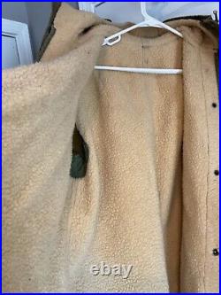 Rare Us Army Korean War 1950 Poplin Parka W Sheepskin Liner Large Overcoat