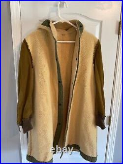 Rare Us Army Korean War 1950 Poplin Parka W Sheepskin Liner Large Overcoat