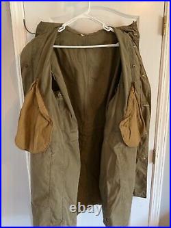 Rare Us Army Korean War 1950 Poplin Parka W Sheepskin Liner Large Overcoat