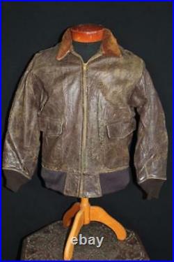 Rare Vintage 1950's Korean War Era G-1 Goatskin Leather Flight Jacket Size 40