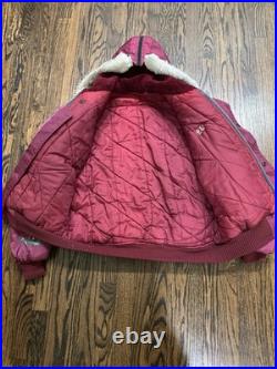 Rare Vintage 50s Korean War Souvenir Maroon Red Jacket Hoodie Eagles Embroidered